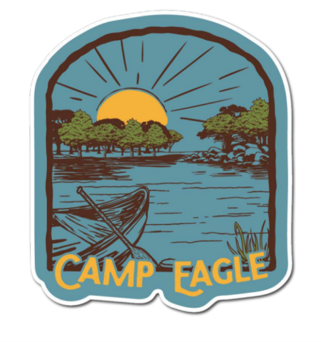 Canoe in Lake Sticker