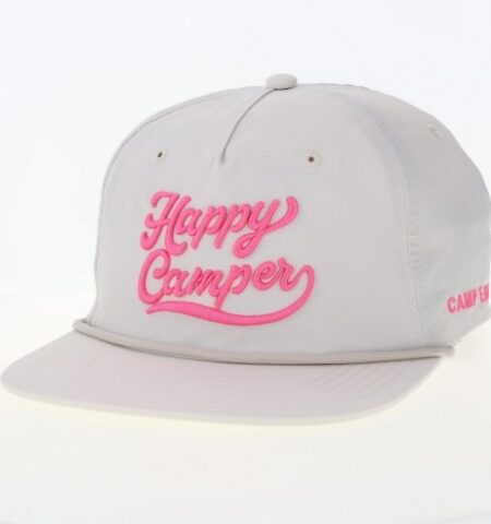 Happy Camper White and Pink Chill Hat